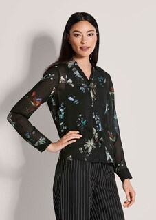 Transparente Druckbluse mit V-Ausschnitt thumbnail 1