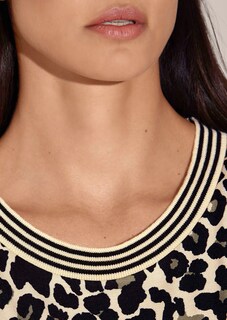Leopard print top with striped neckline thumbnail 6