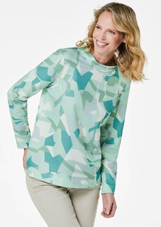 Sweatshirt met opstaande kraag en all-over dessin thumbnail 1