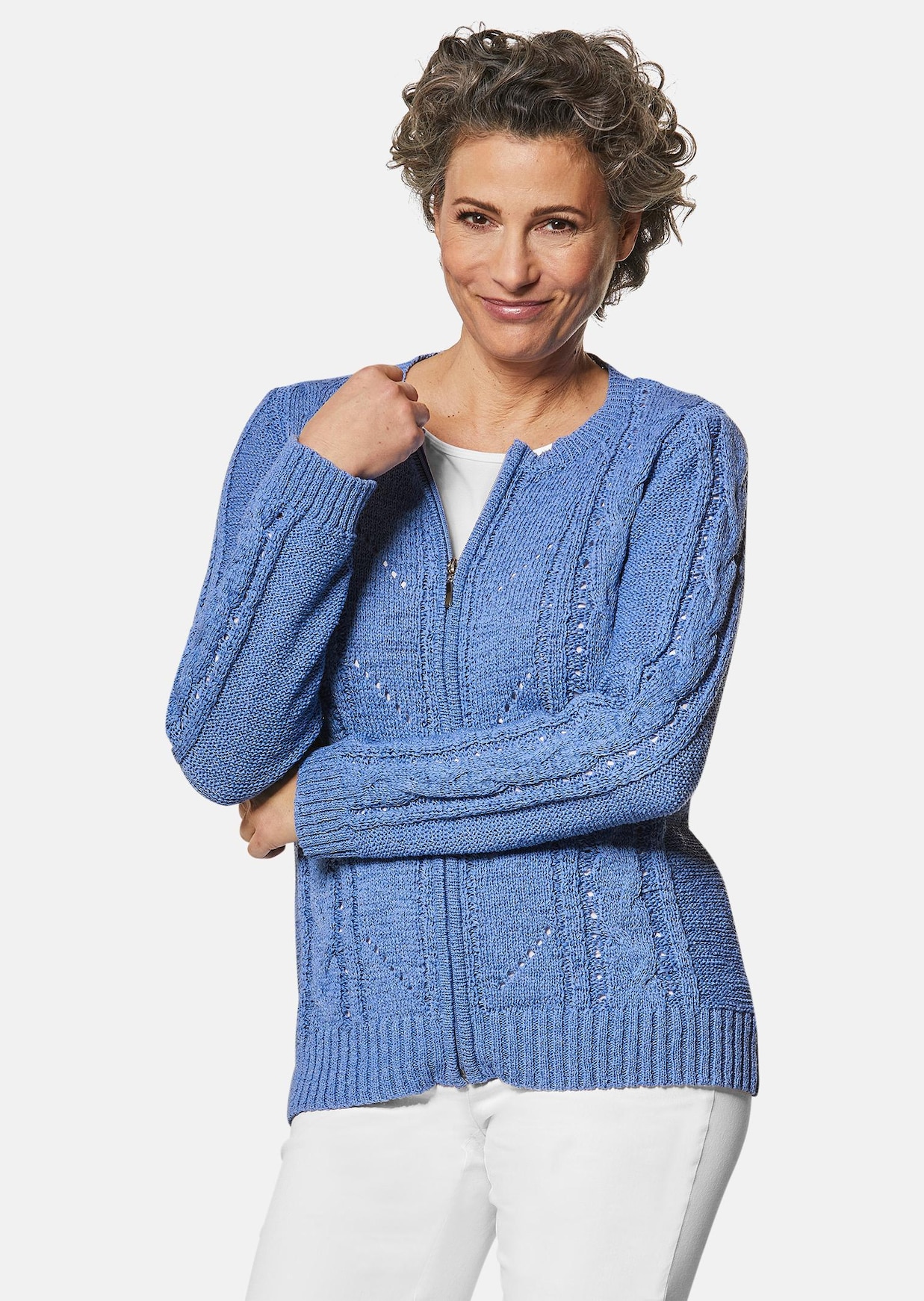 Bändchengarn-Strickjacke mit schönen Details
