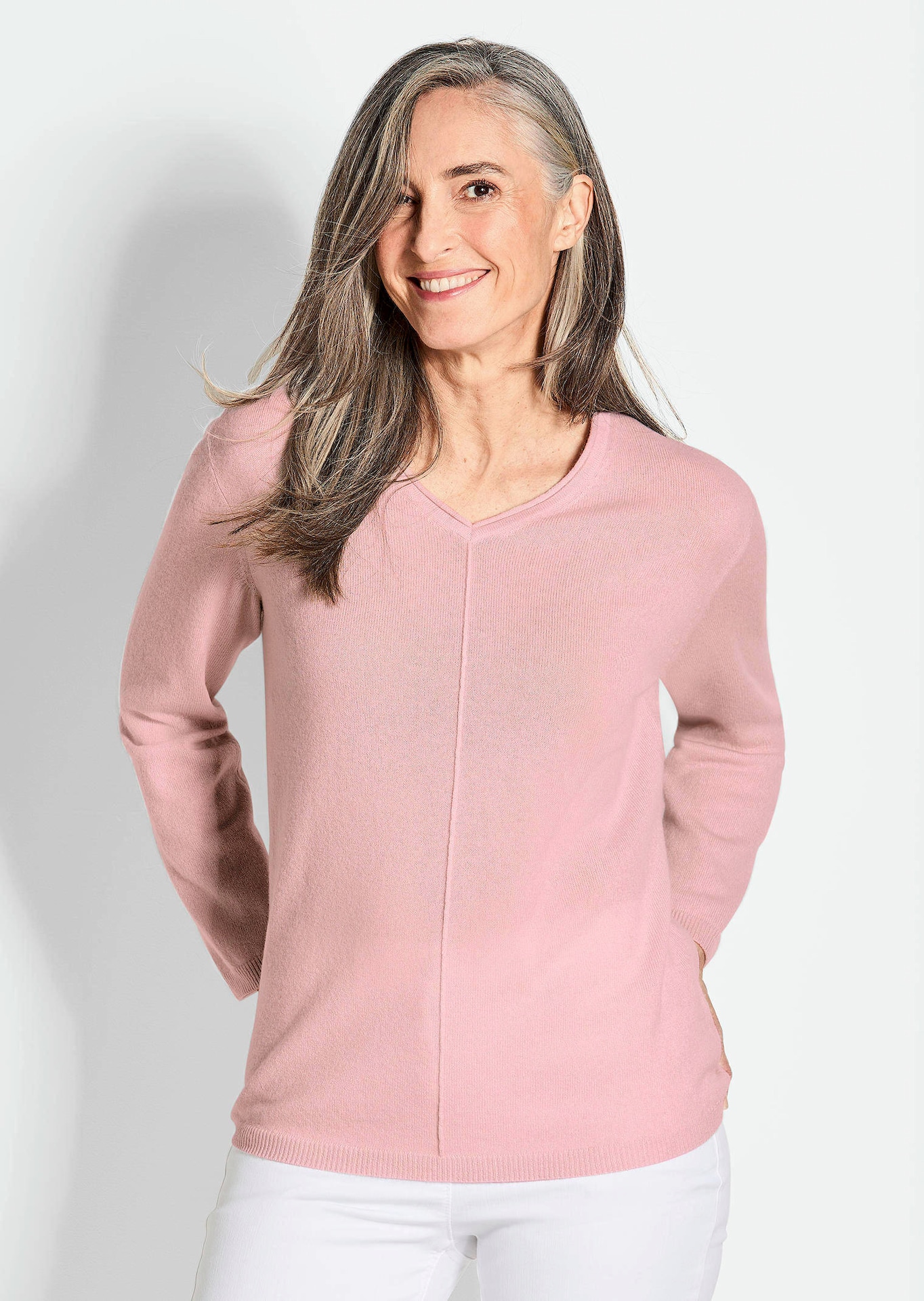 Kaschmirpullover mit V-Ausschnitt
