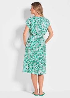 Leinenkleid mit Alloverdruck & Bindegürtel thumbnail 3