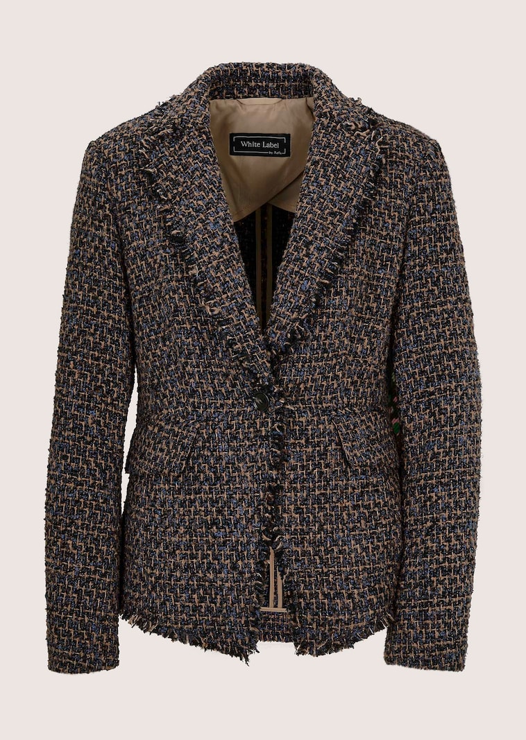 Tweed blazer with fringed edges