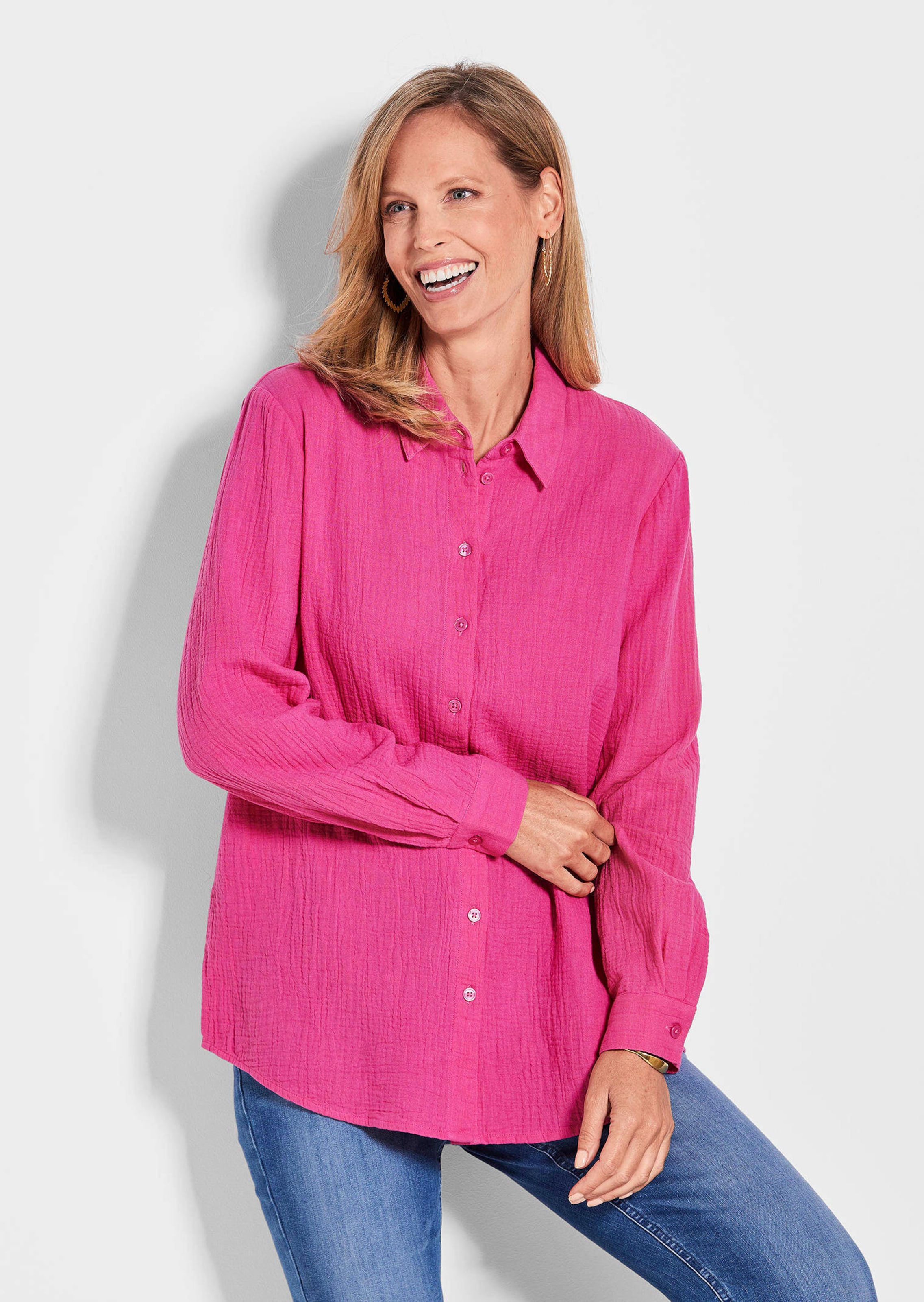 Overhemdblouse van katoen-mousseline