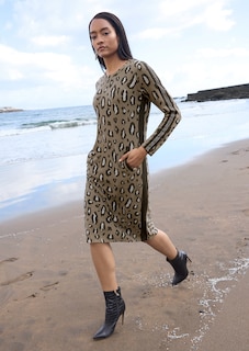 Jacquard-Kleid mit Leopardenmuster und Strass thumbnail 1