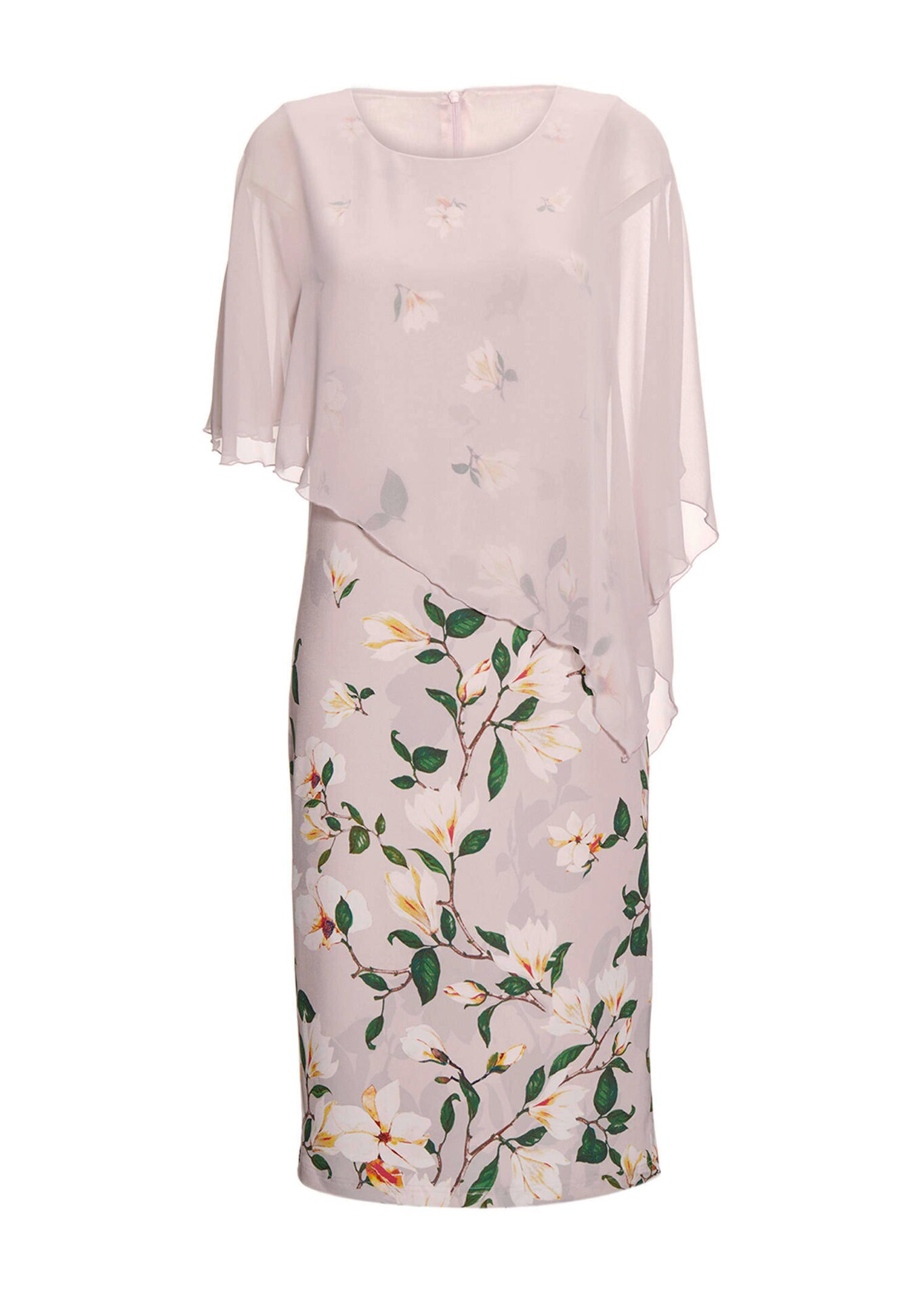 Kleid mit floralem Druck und Chiffonüberwurf