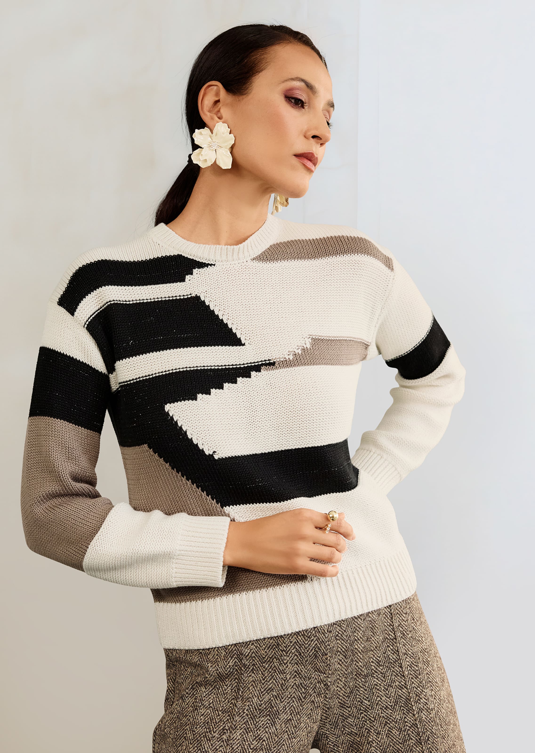 Pull à motifs en intarsia