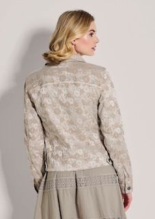 Kurze Jeansjacke mit Jacquard-Muster thumbnail 4