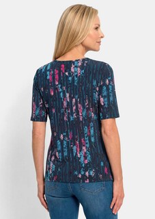 Shirt van viscose met bloemen en verticale strepen thumbnail 3