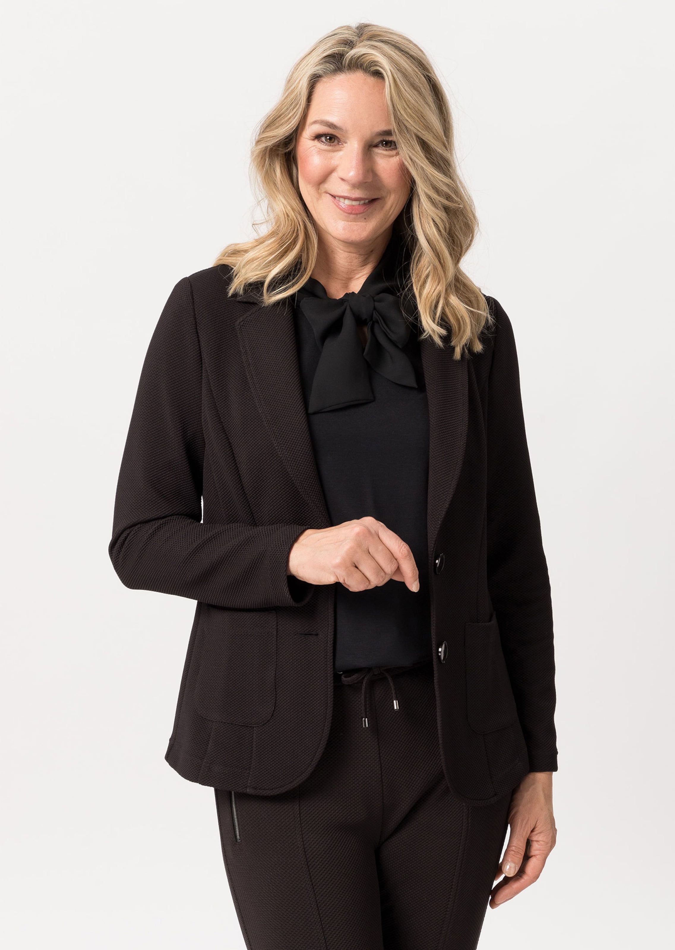 Jersey blazer van structuurmateriaal met zakken