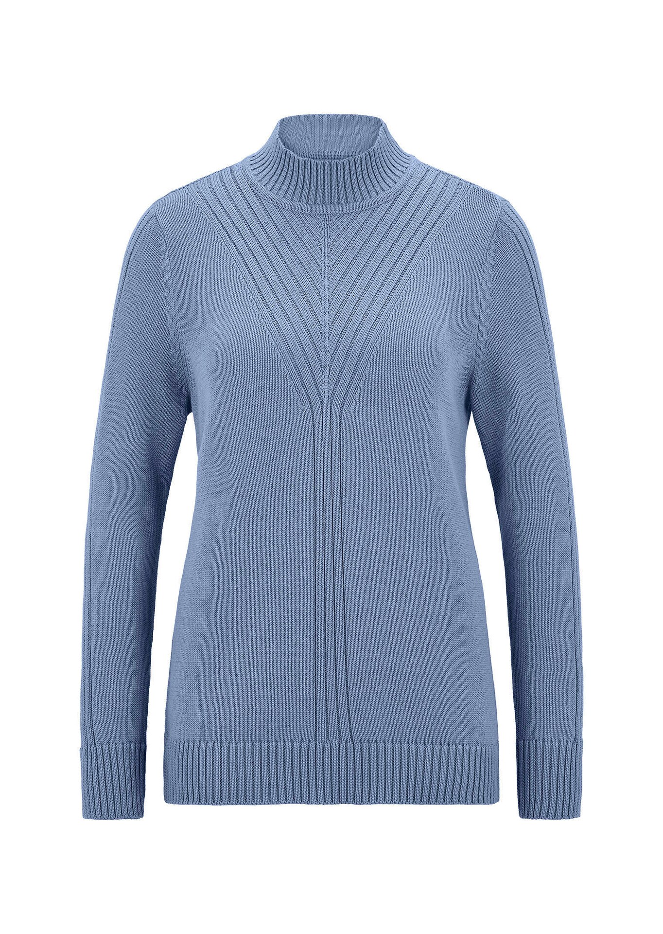 Strickpullover mit Stehkragen und Rippenmuster