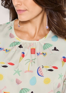 Satinbluse mit sommerlichem Print thumbnail 6
