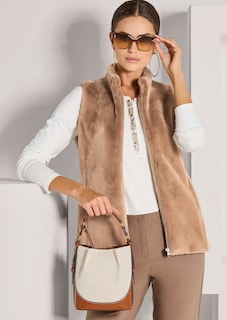 Gilet en fausse fourrure avec zip de fermeture thumbnail 5