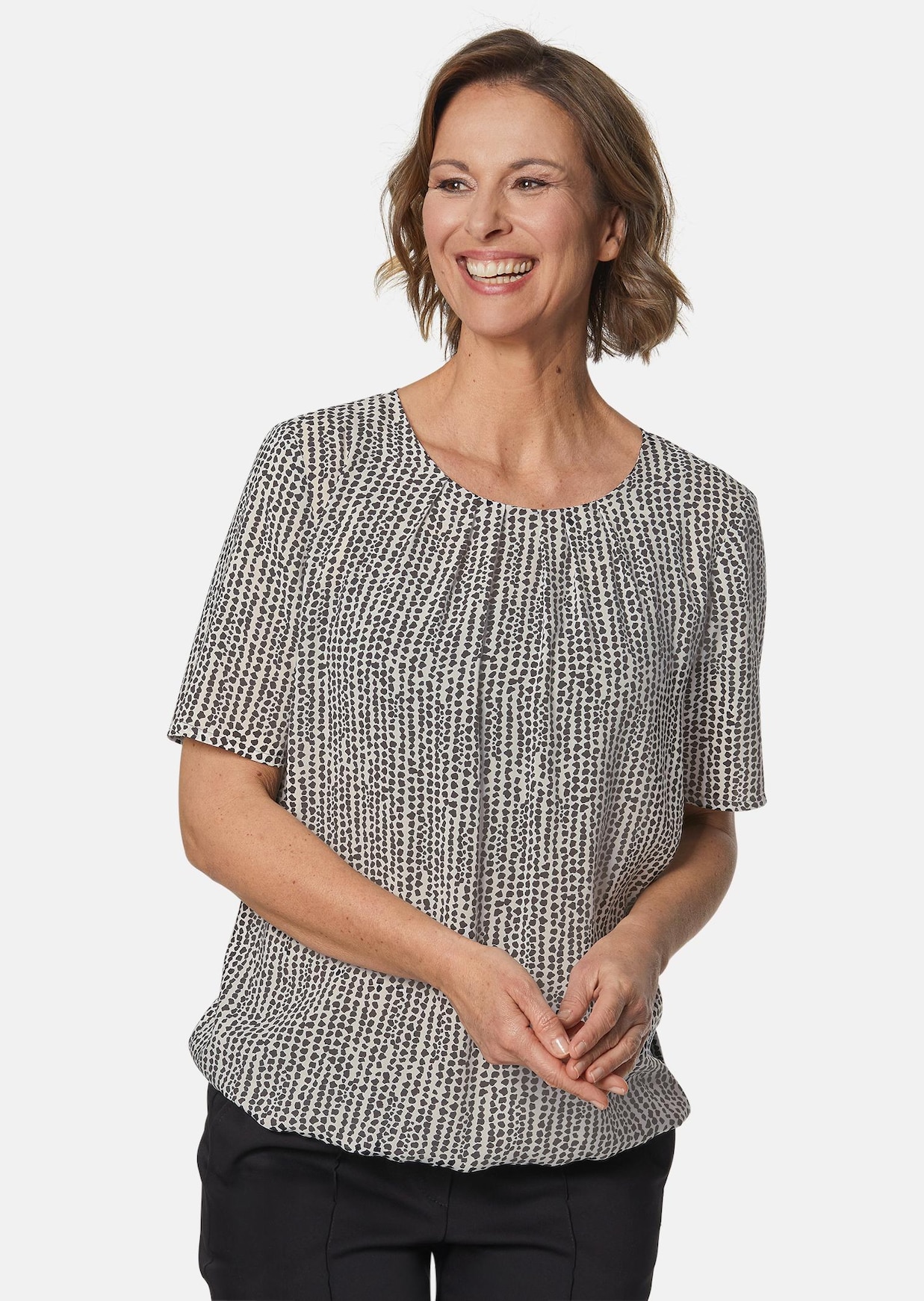 Farbbrillante Druckbluse mit liebevollen Details