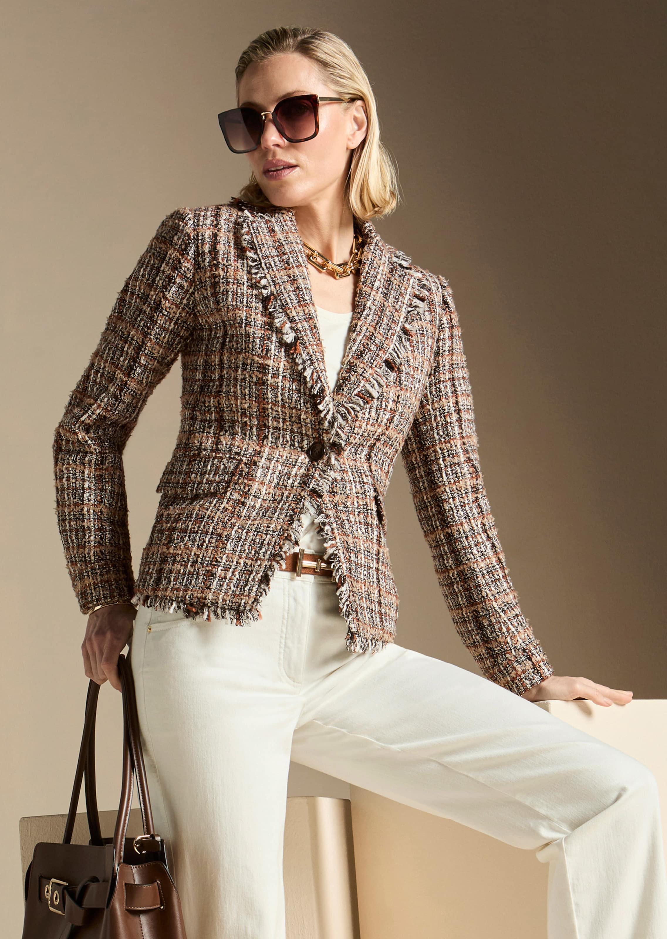 Tweed blazer in a multi-coloured look