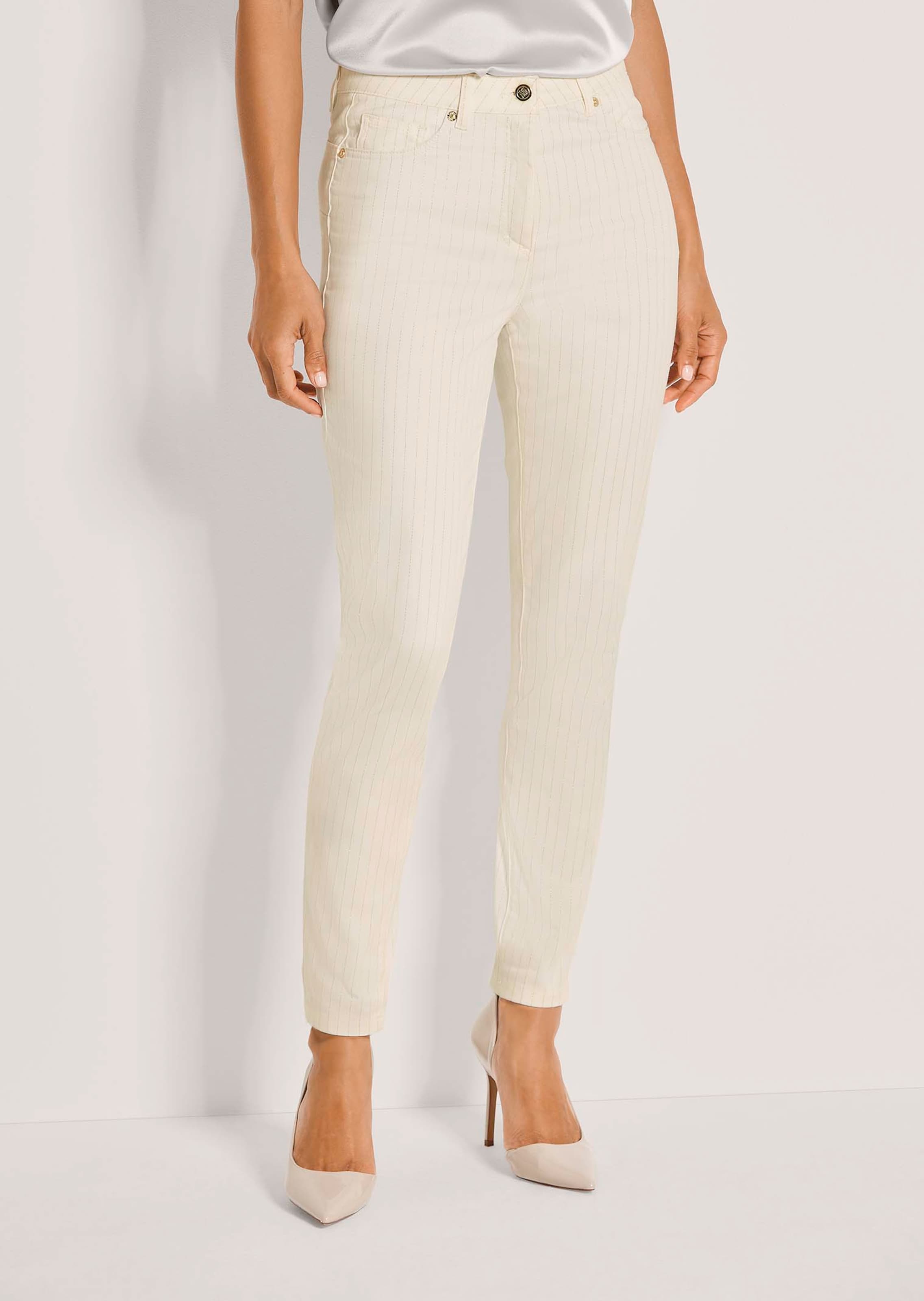 Slim-Fit Hose mit goldfarbenen Nadelstreifen