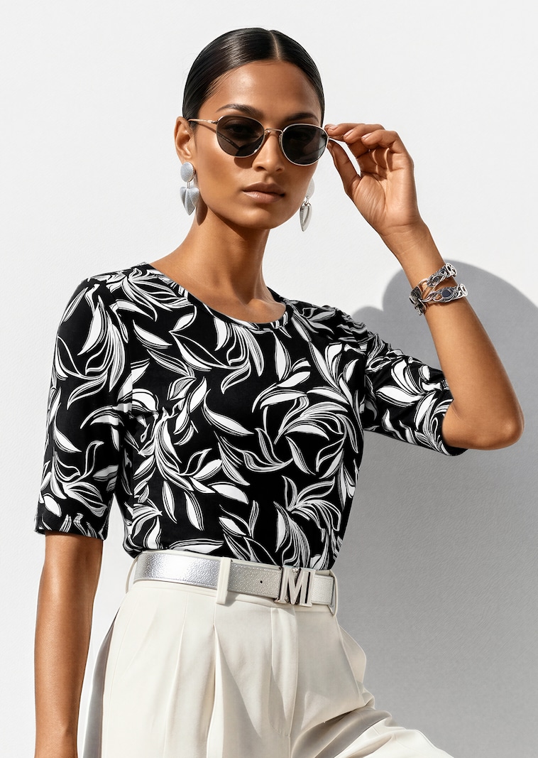 Shirt mit kontraststarkem Floral-Print