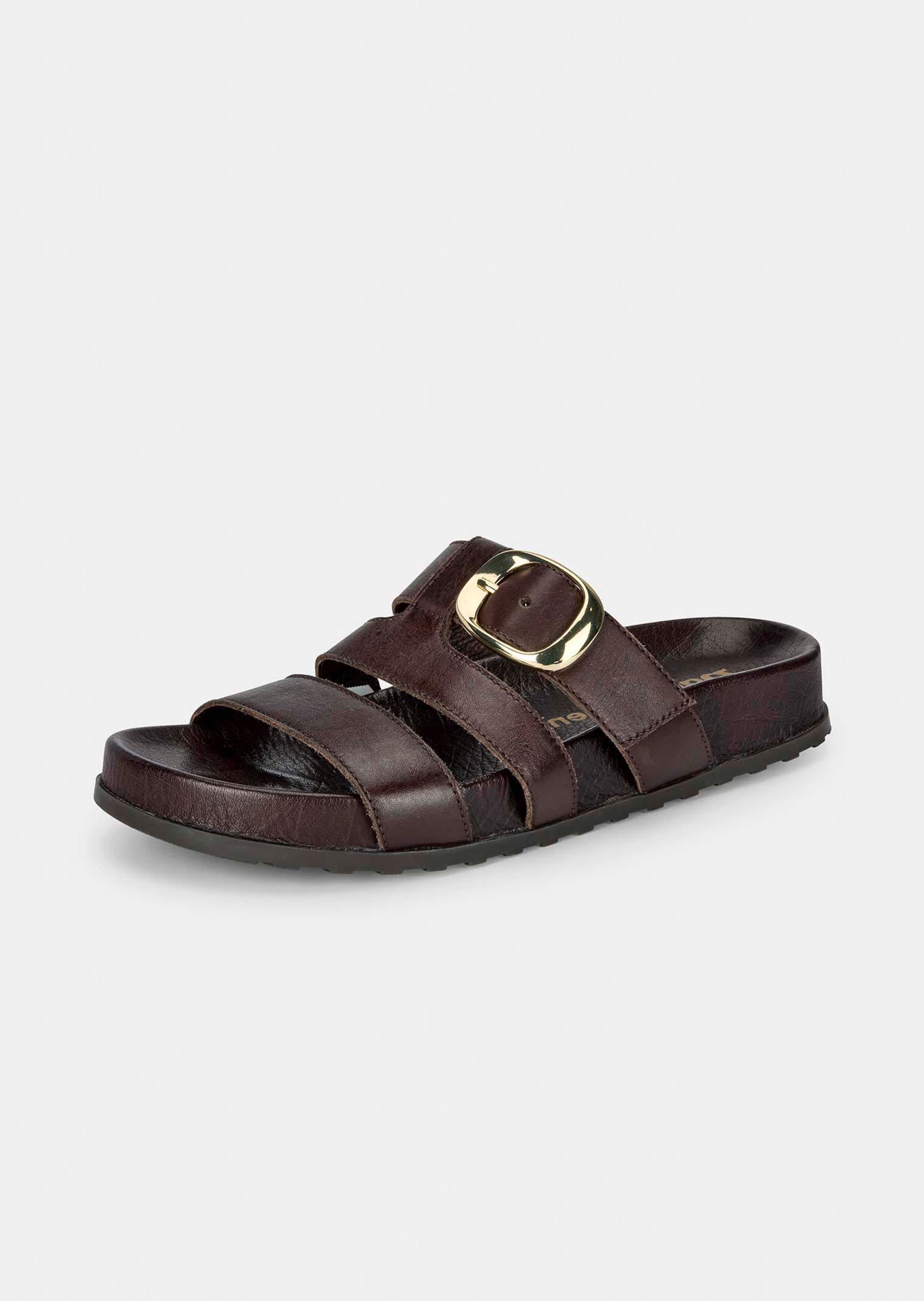 Mule en cuir avec boucle effet or