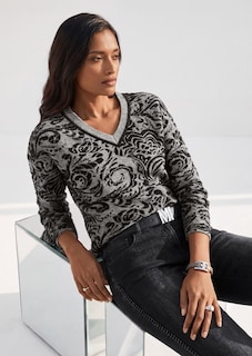 Pull jacquard avec encolure en V thumbnail 1