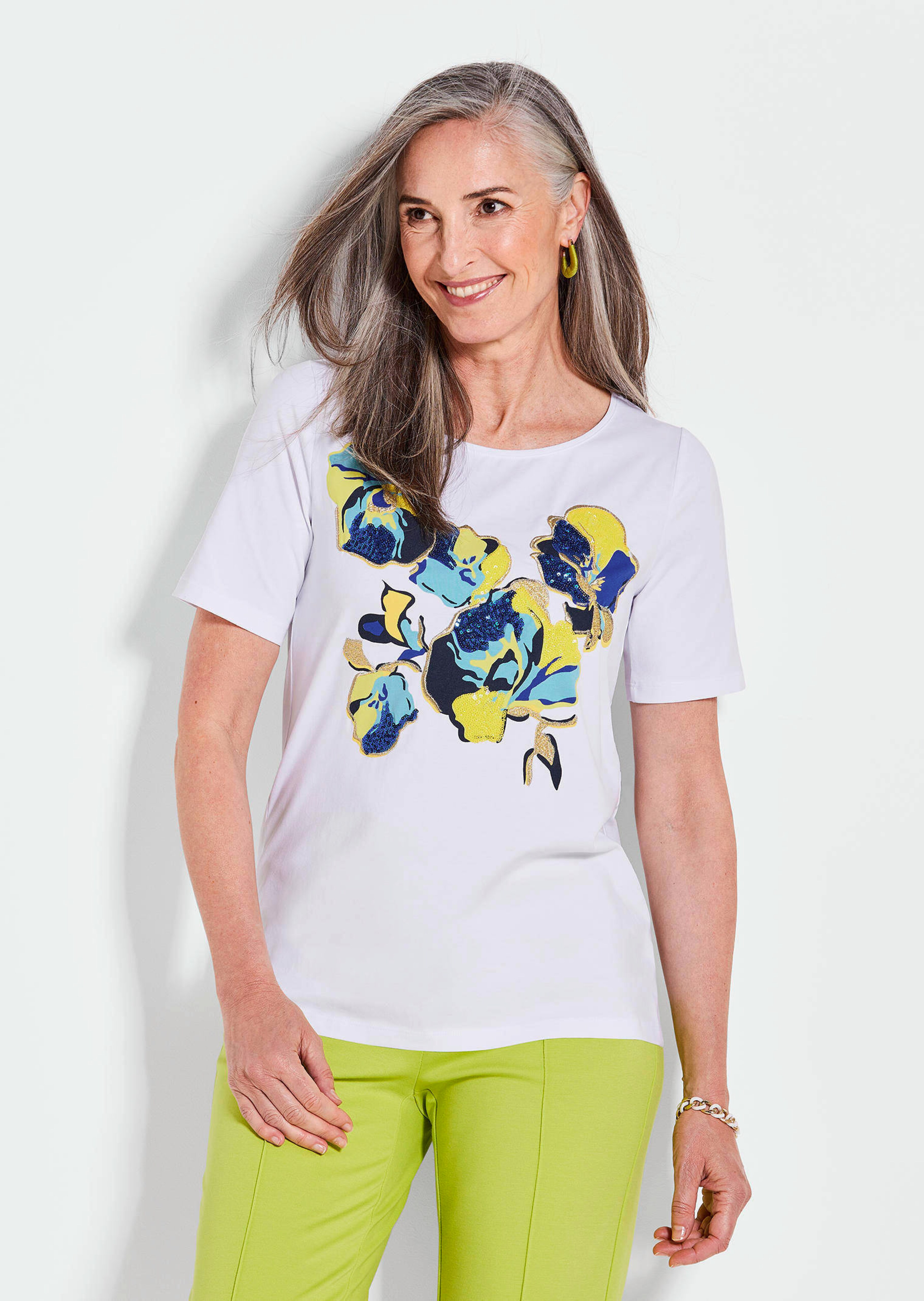 Shirt met print en borduursel