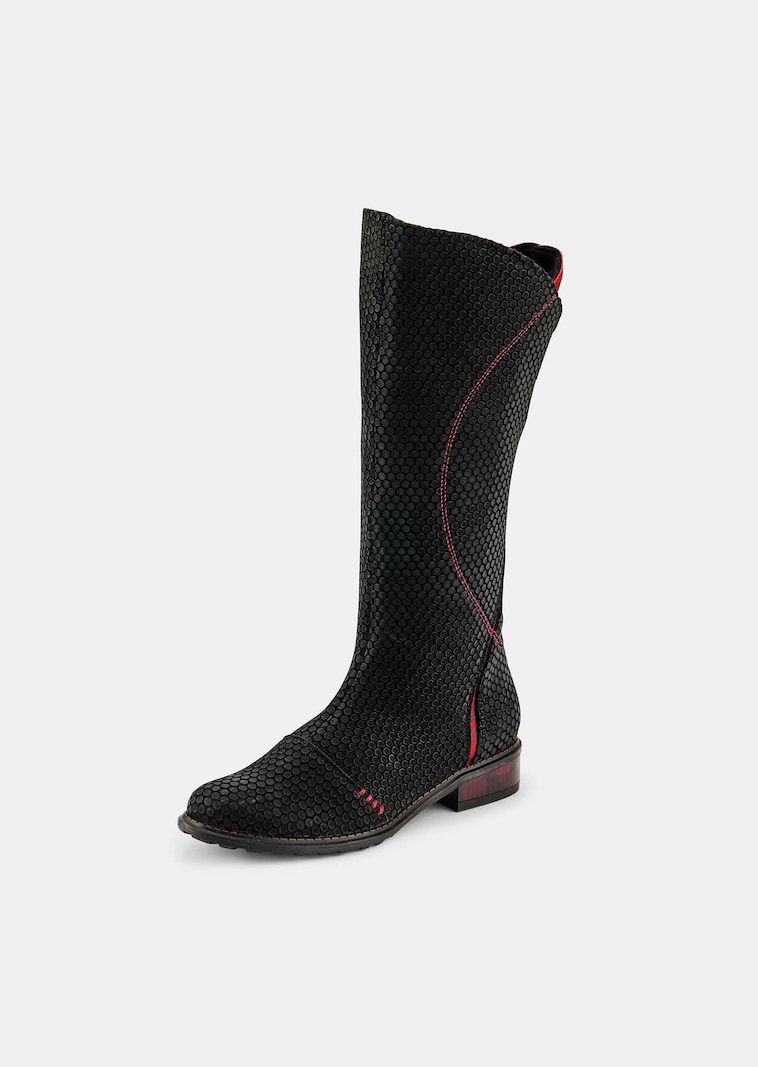Stiefel mit Punkten und asymmetrischem Schaft