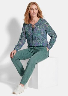 Viscose blouse met ronde hals en strikceintuurtje thumbnail 4