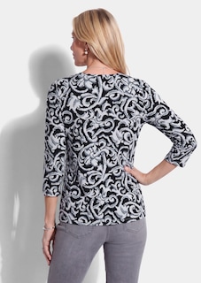 Jersey-Shirt mit Ornament-Rankenmuster thumbnail 3