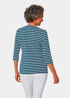 Ringelshirt mit hochwertigen, garngefärbten Ringeln – auch nach häufigem Waschen bleibt die Farbe lange schön. In formstabiler Baumwoll-Elasthan-Qualität. Länge ca. 66 cm in Gr. 46, ca. 62 cm in Gr. 23. thumbnail 3