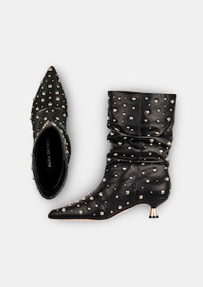 Leren enkellaarsjes met goudkleurige studs thumbnail 2