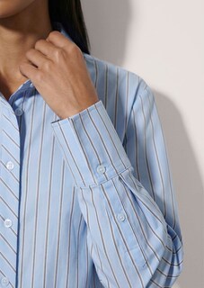 Gestreepte overhemdblouse met parelmoeren knopen thumbnail 6