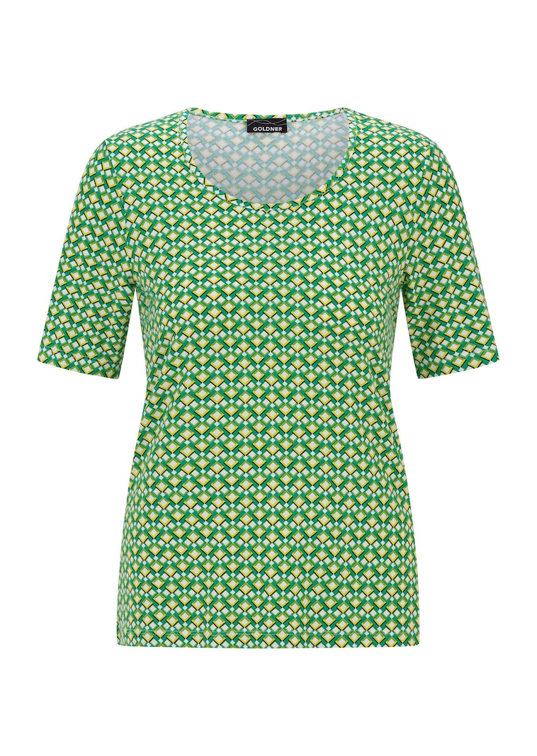 Viskoseshirt mit geometrischem Minimal-Print