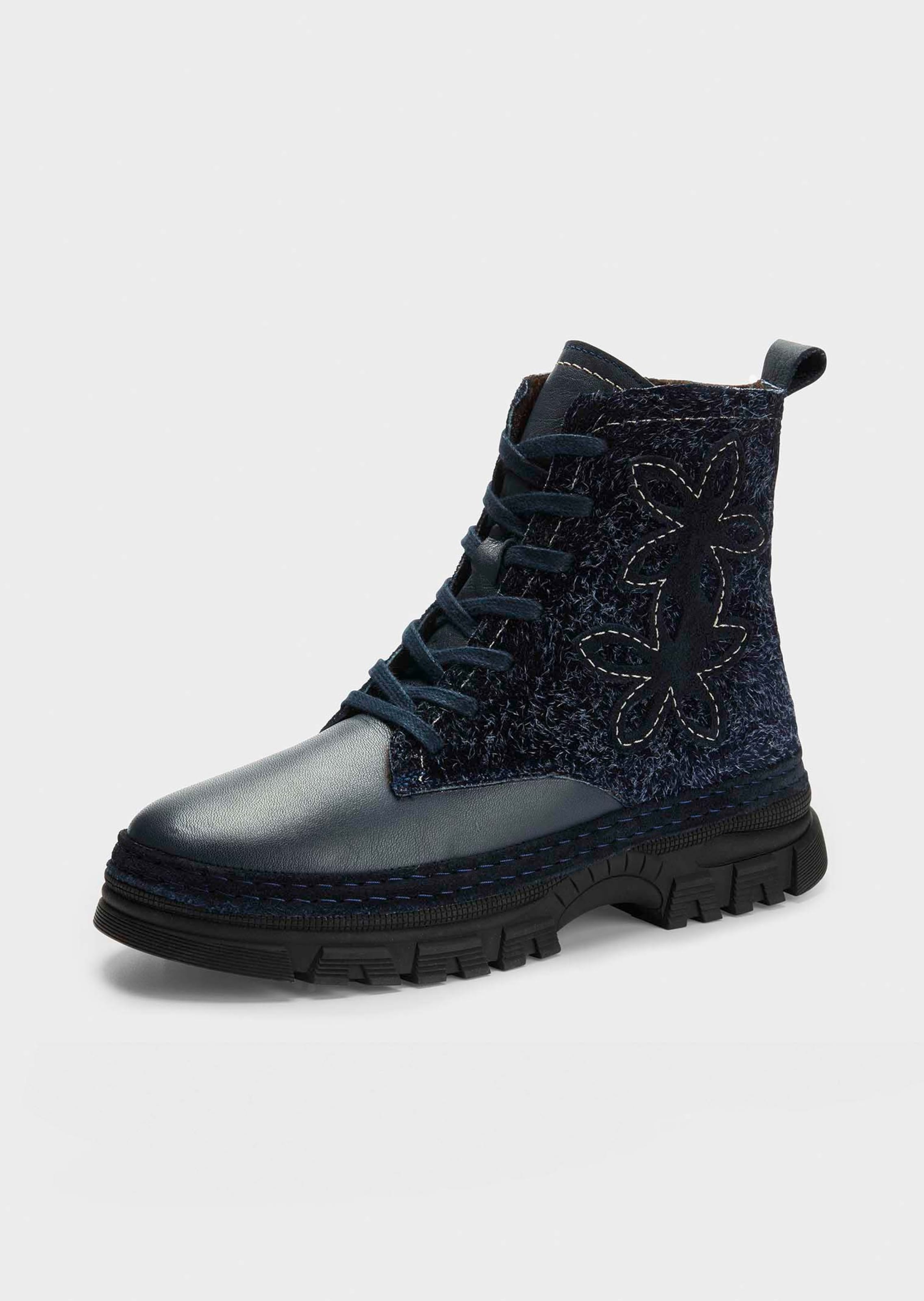Stiefeletten mit Reissverschluss und Blumenmuster