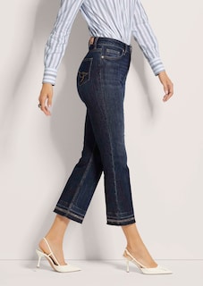 Ausgestellte Jeans mit Strass-Deko und Fransen thumbnail 5