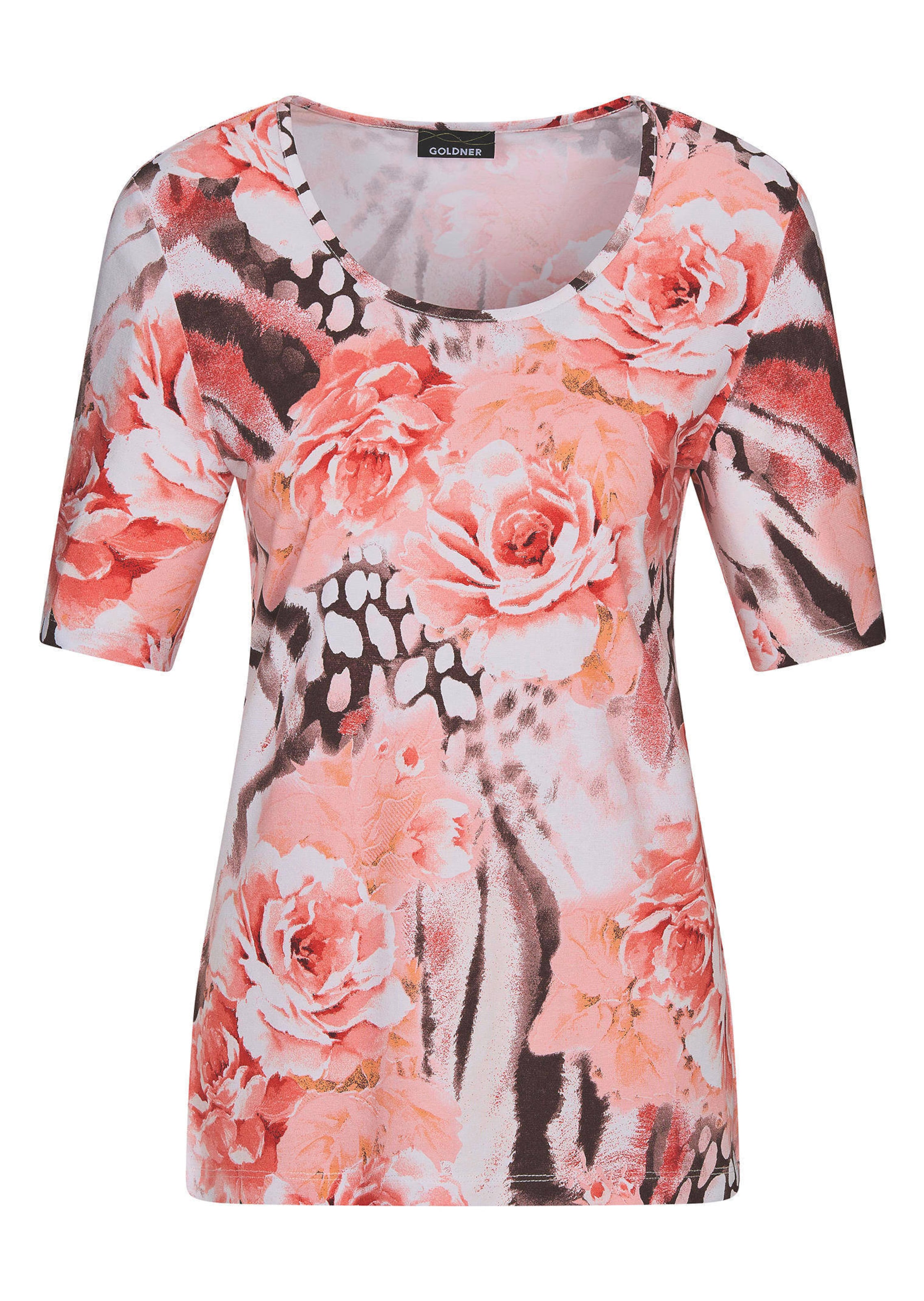 Jersey shirt met luipaard- en bloemenmotief