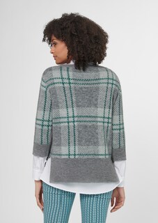 Strickpullover mit Karo und 3/4-Ärmeln thumbnail 4