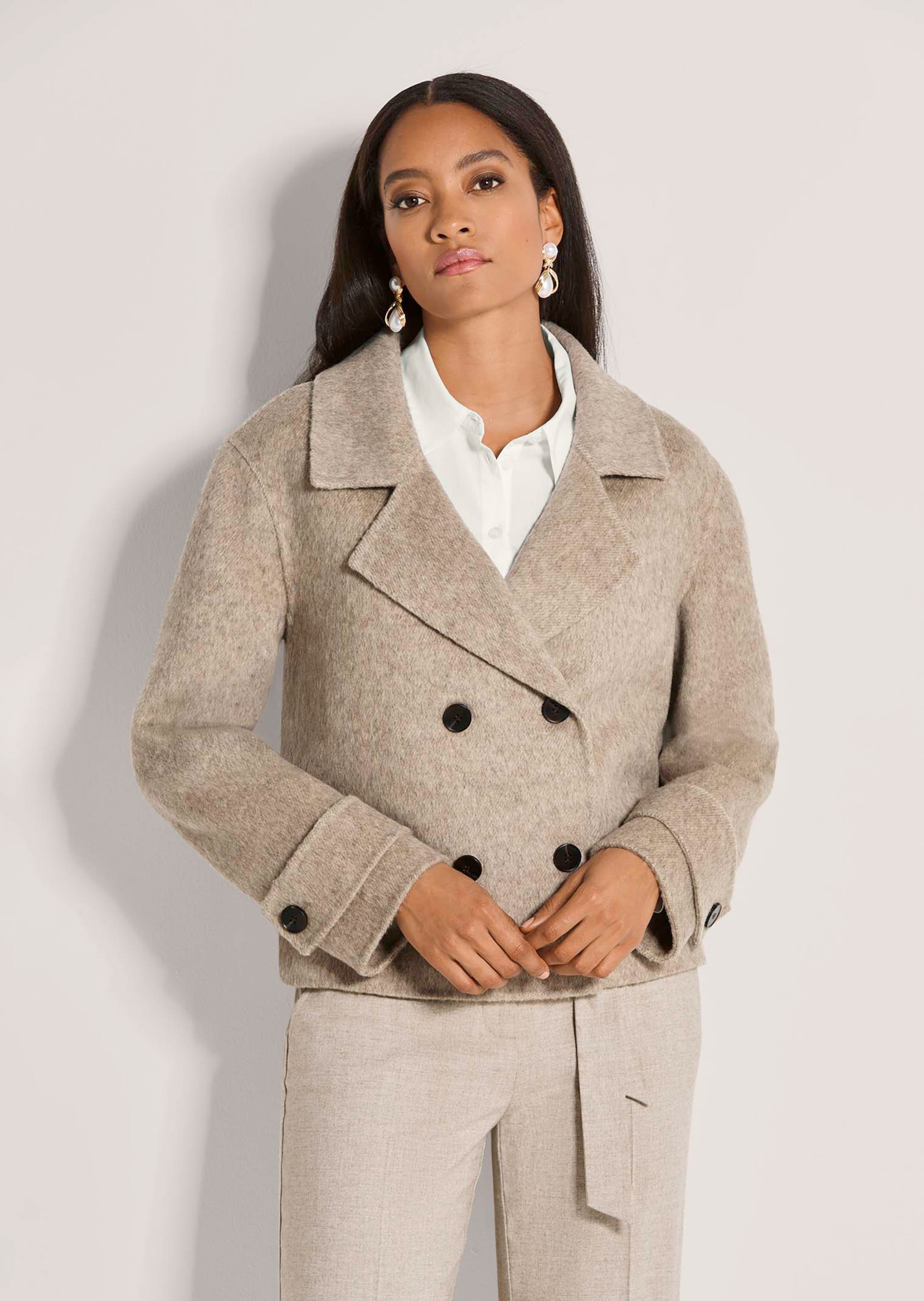 Veste caban en mélange de laine de qualité supérieure