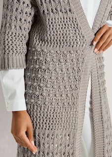 Lange Strickjacke mit Ajour-Muster thumbnail 6