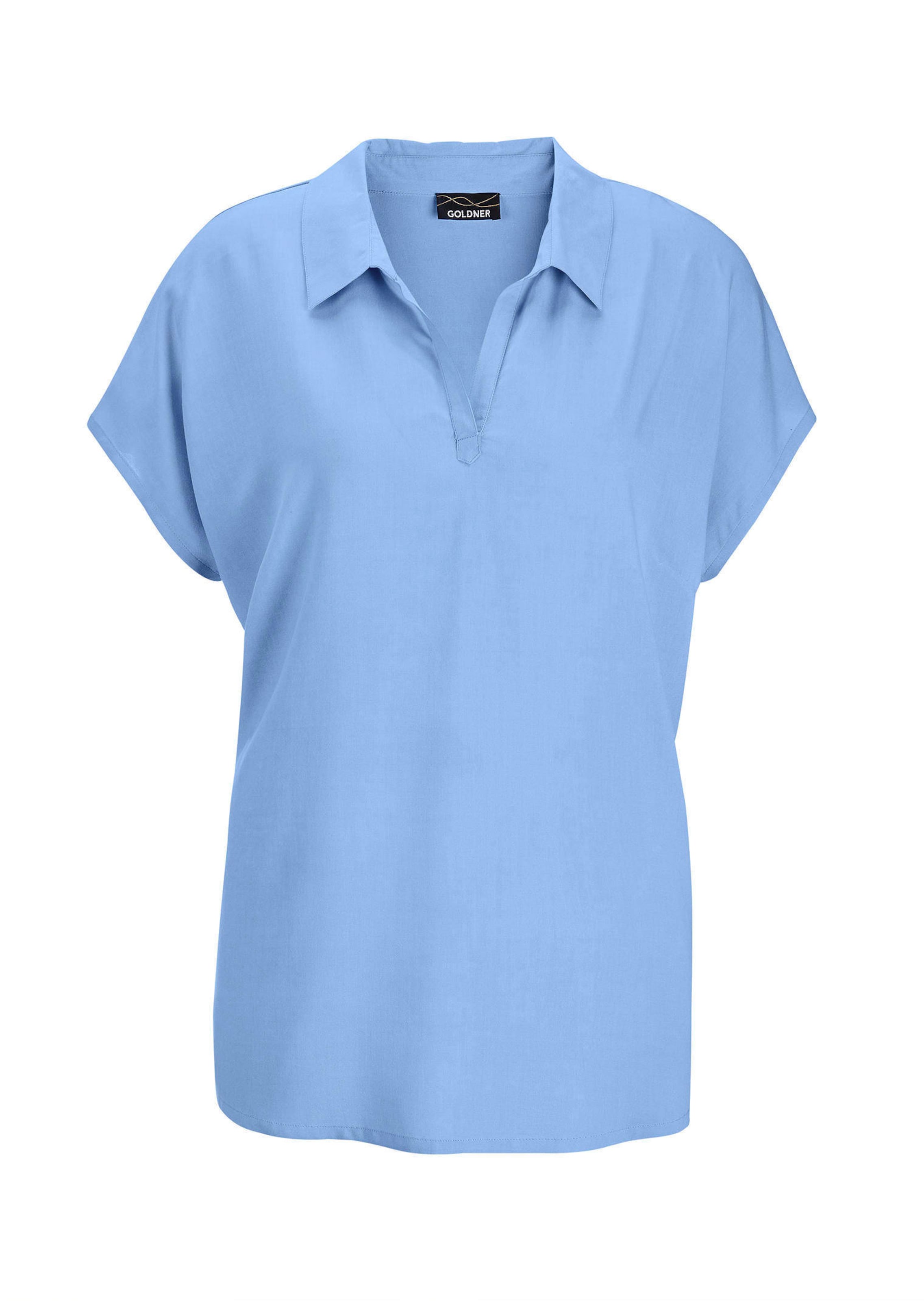 Blouse zonder sluiting met een open overhemdkraag