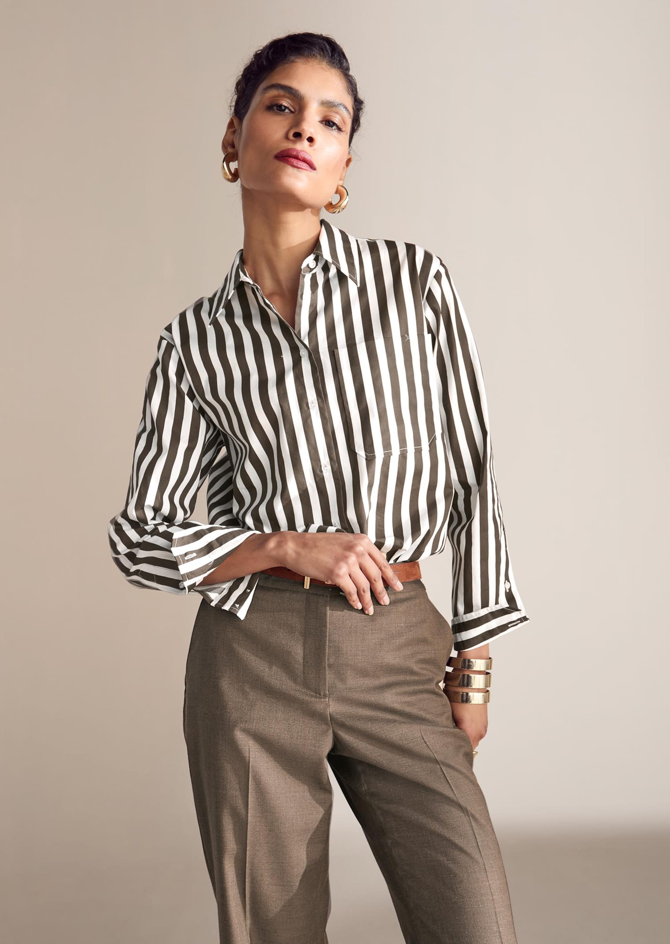 Baumwollbluse mit Streifen
