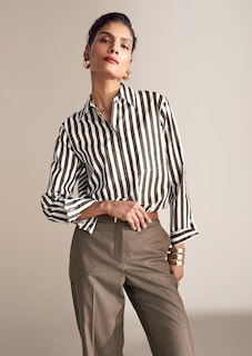 Katoenen blouse met strepen thumbnail 1