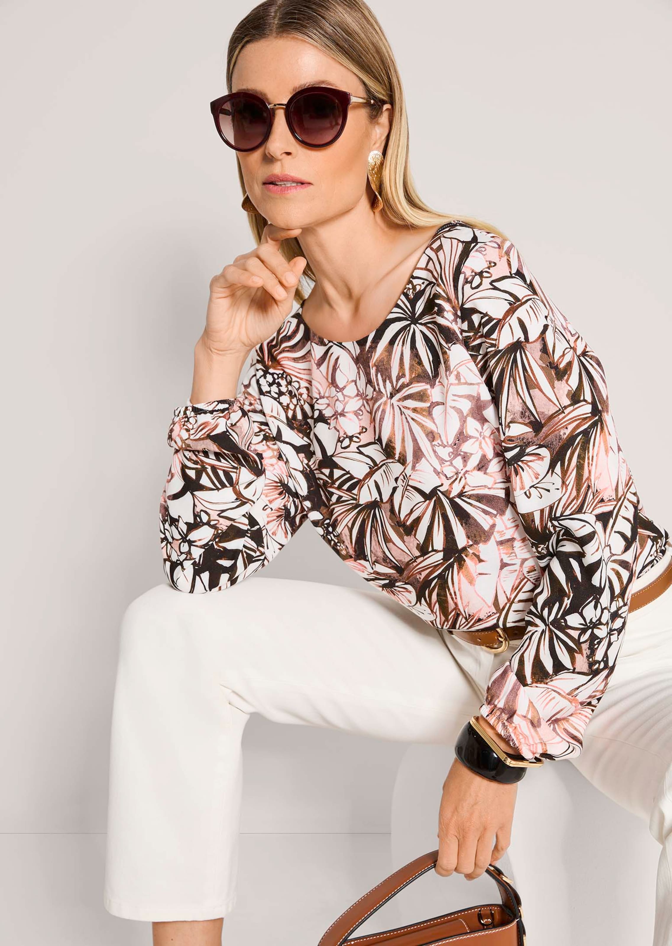 Bluse mit Blätterprint
