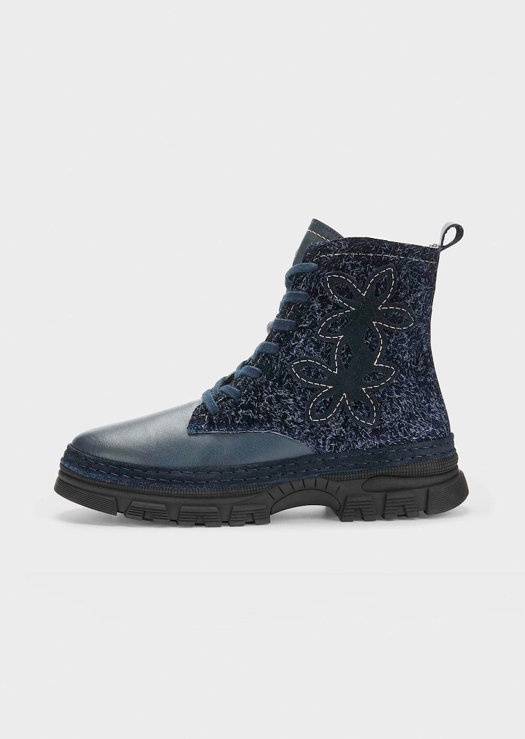 Stiefeletten mit Reissverschluss und Blumenmuster