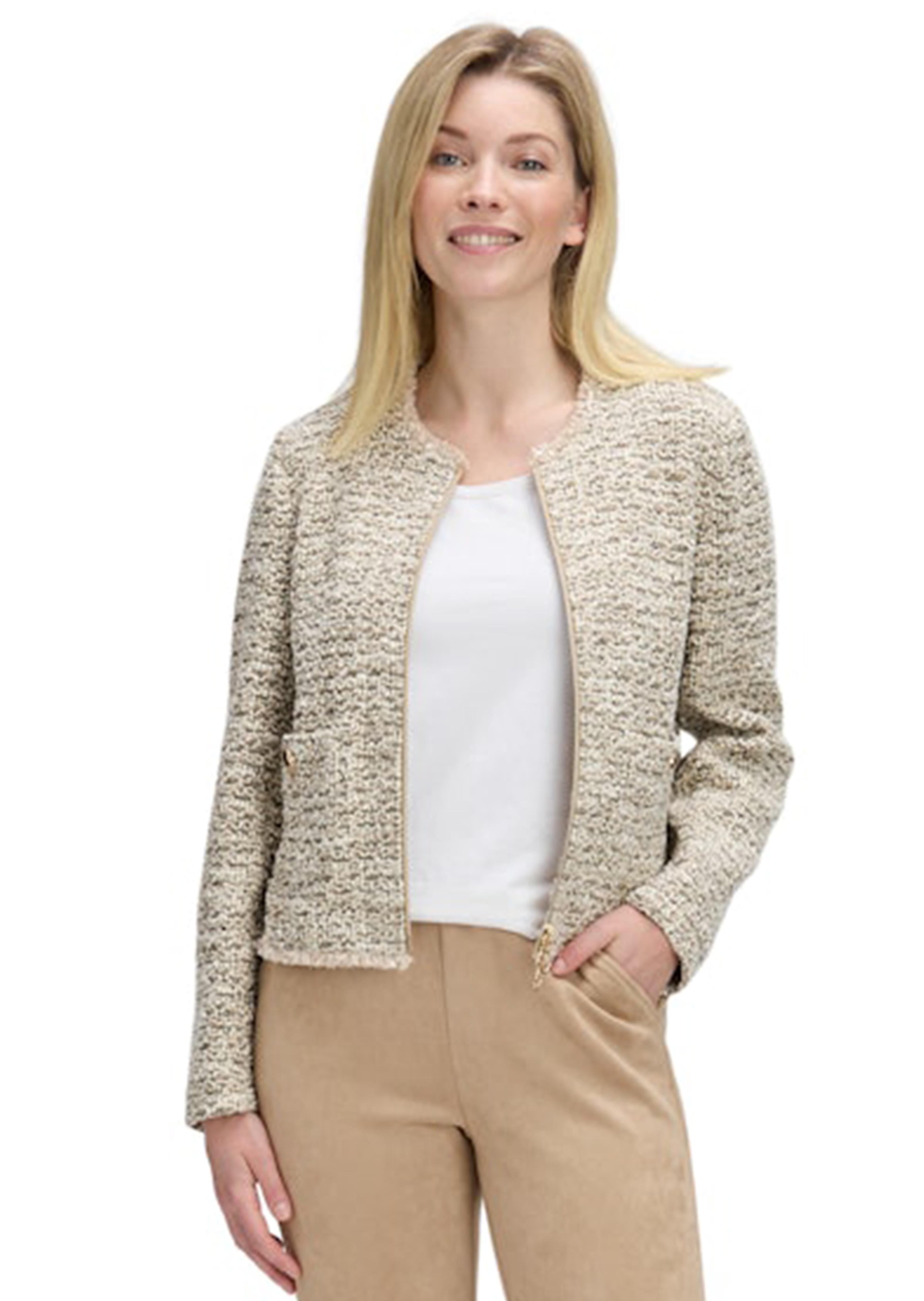 Cardigan en bouclette à fermeture zippée
