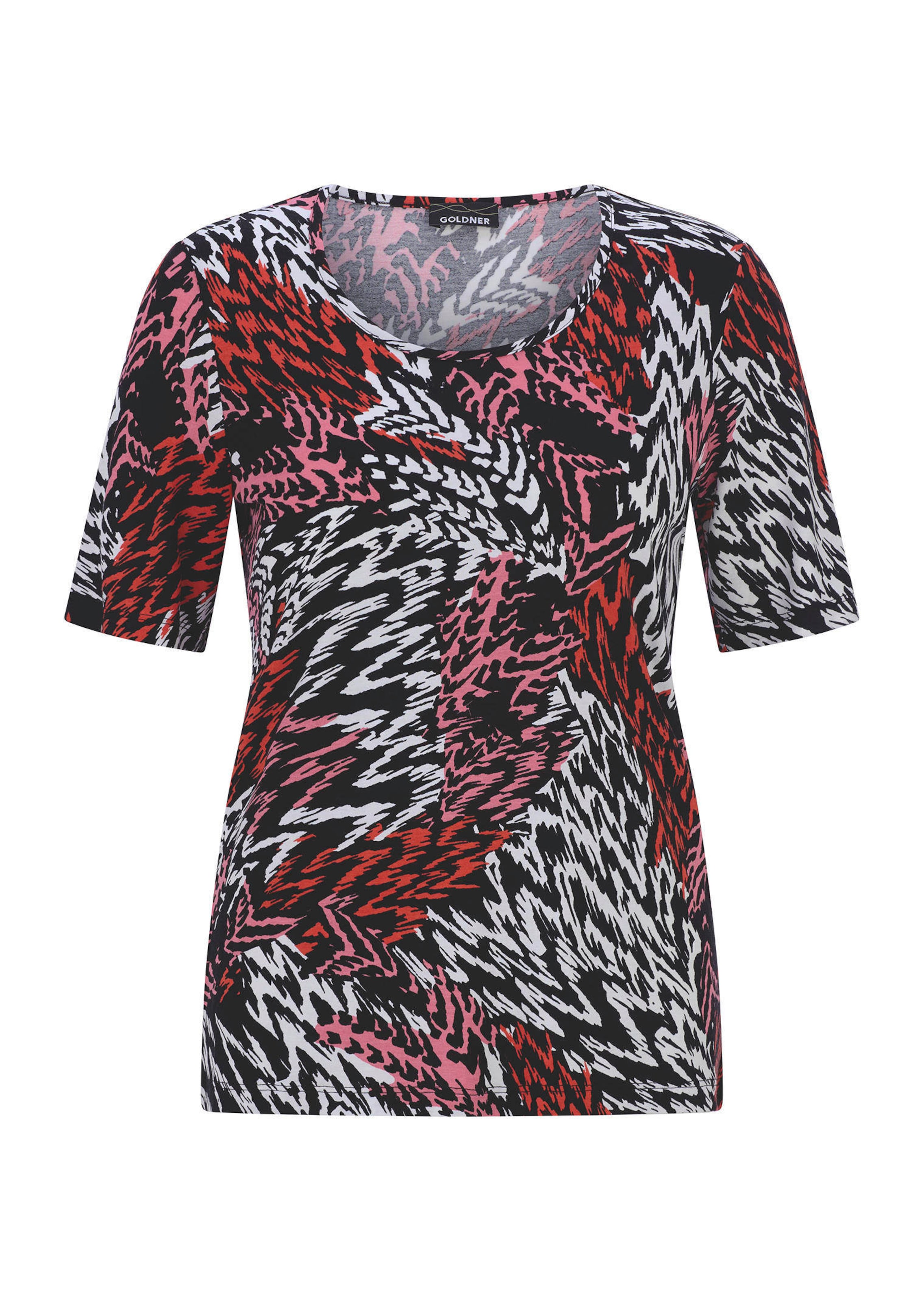 Shirt van viscose met een abstract bontmotief