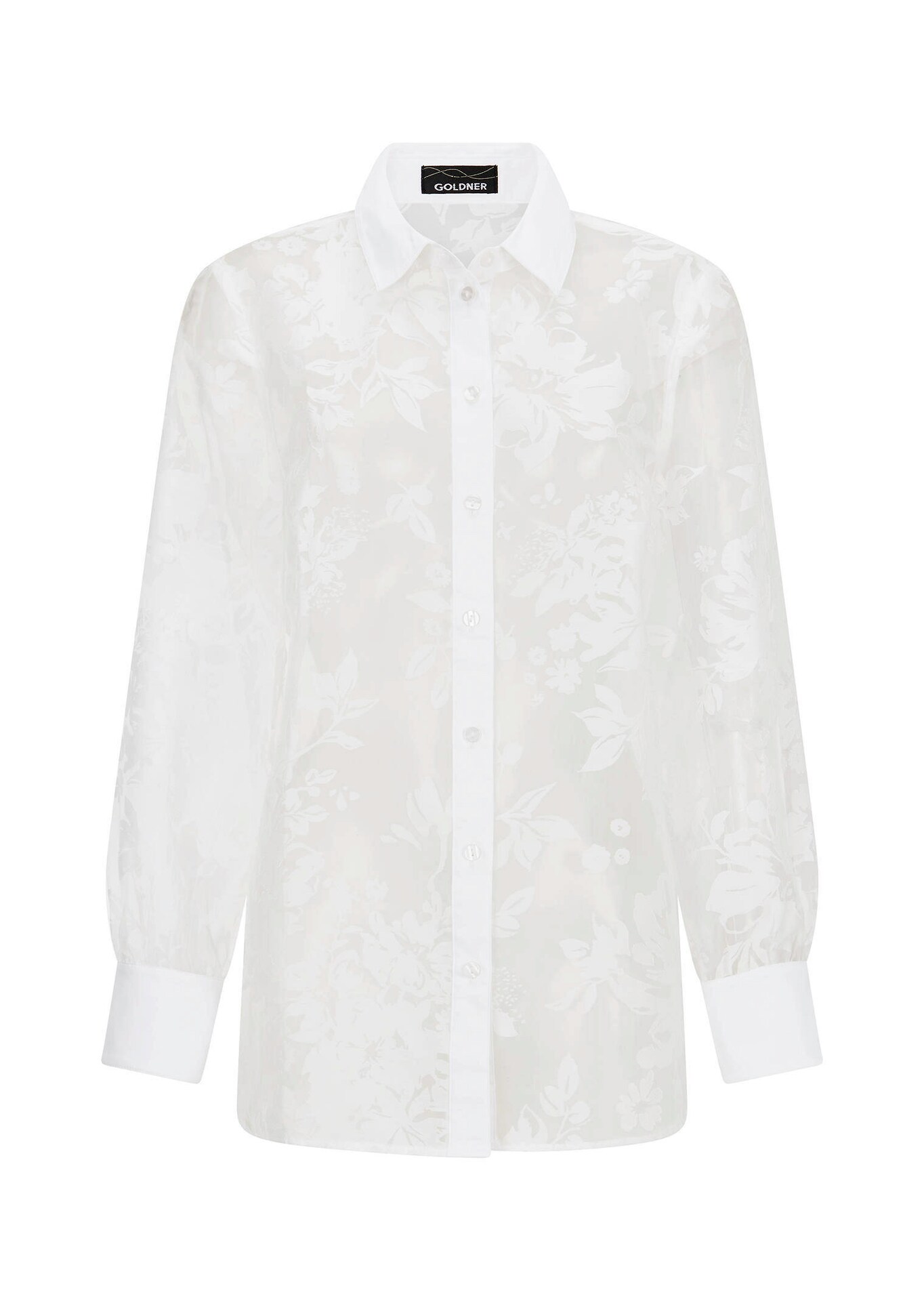 Chemisier en tissu dévoré, avec motif floral