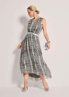 Ärmelloses Chiffonkleid mit Snake-Print thumbnail 5