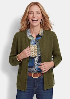 Flauschige Strickjacke mit dekorativen Kanten thumbnail 1