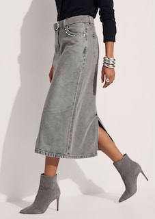 Jeansrock mit verzierten Eingriffstaschen thumbnail 5