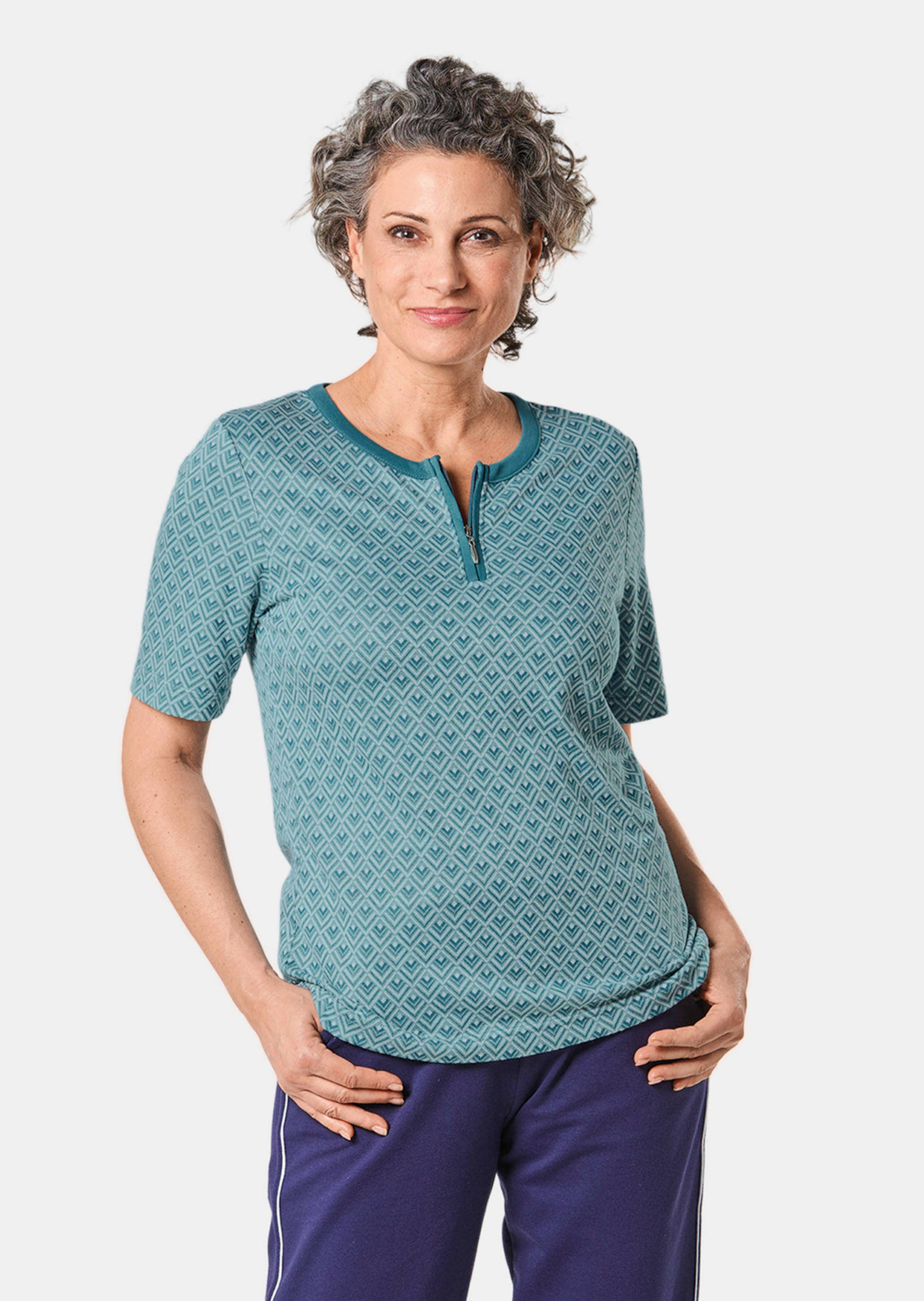 Halbarm-Shirt mit Reißverschluss