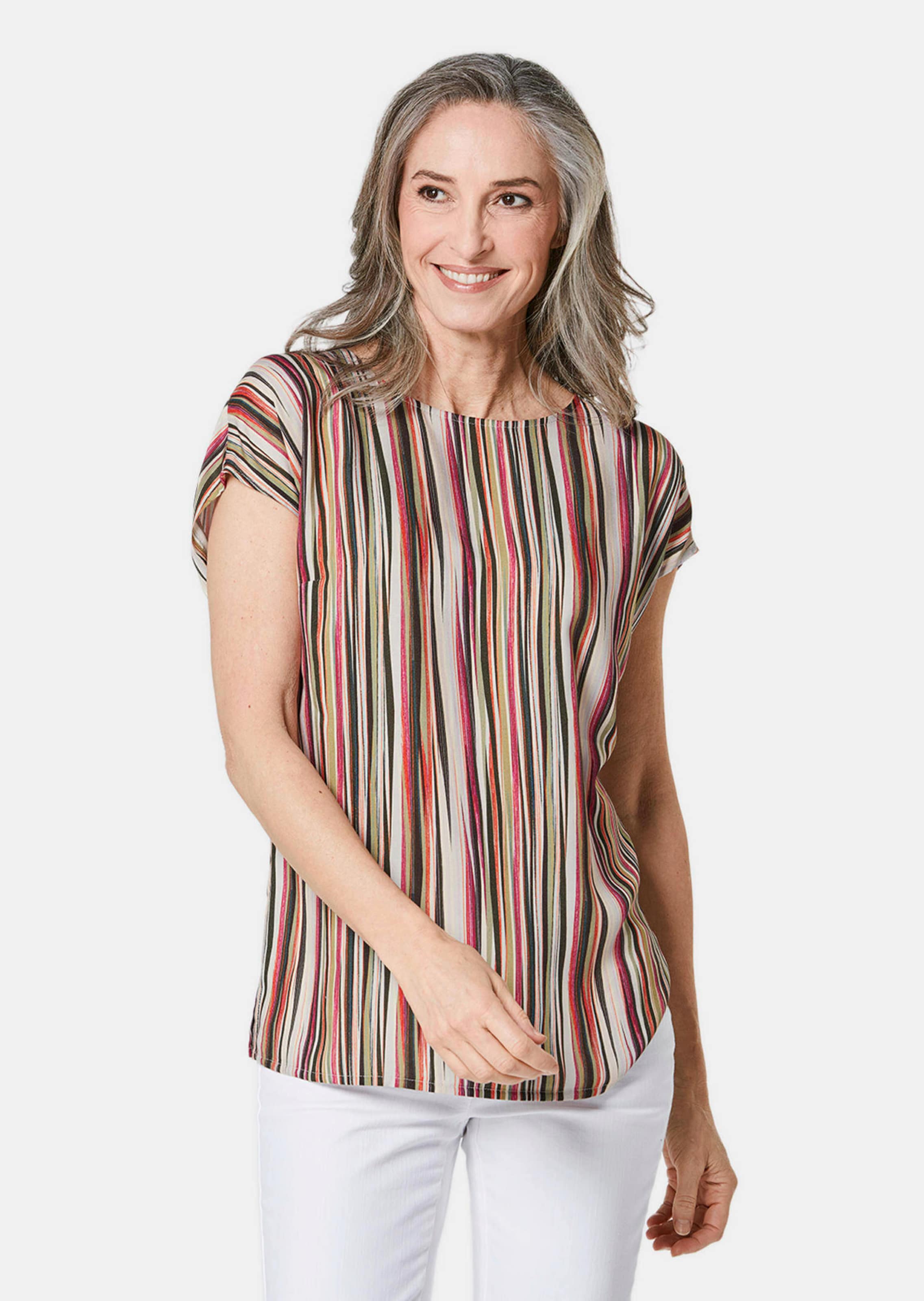 Druckbluse mit Streifendruck